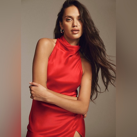 NWT Amanda Uprichard Stanford Side-Slit Turtleneck Midi Dress - Picture 3 of 8